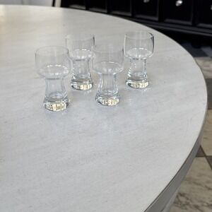 Set Of 4 Libbey Clear Accent Steiner Beer Stout Glasses Hollow Stem 16oz Vintage